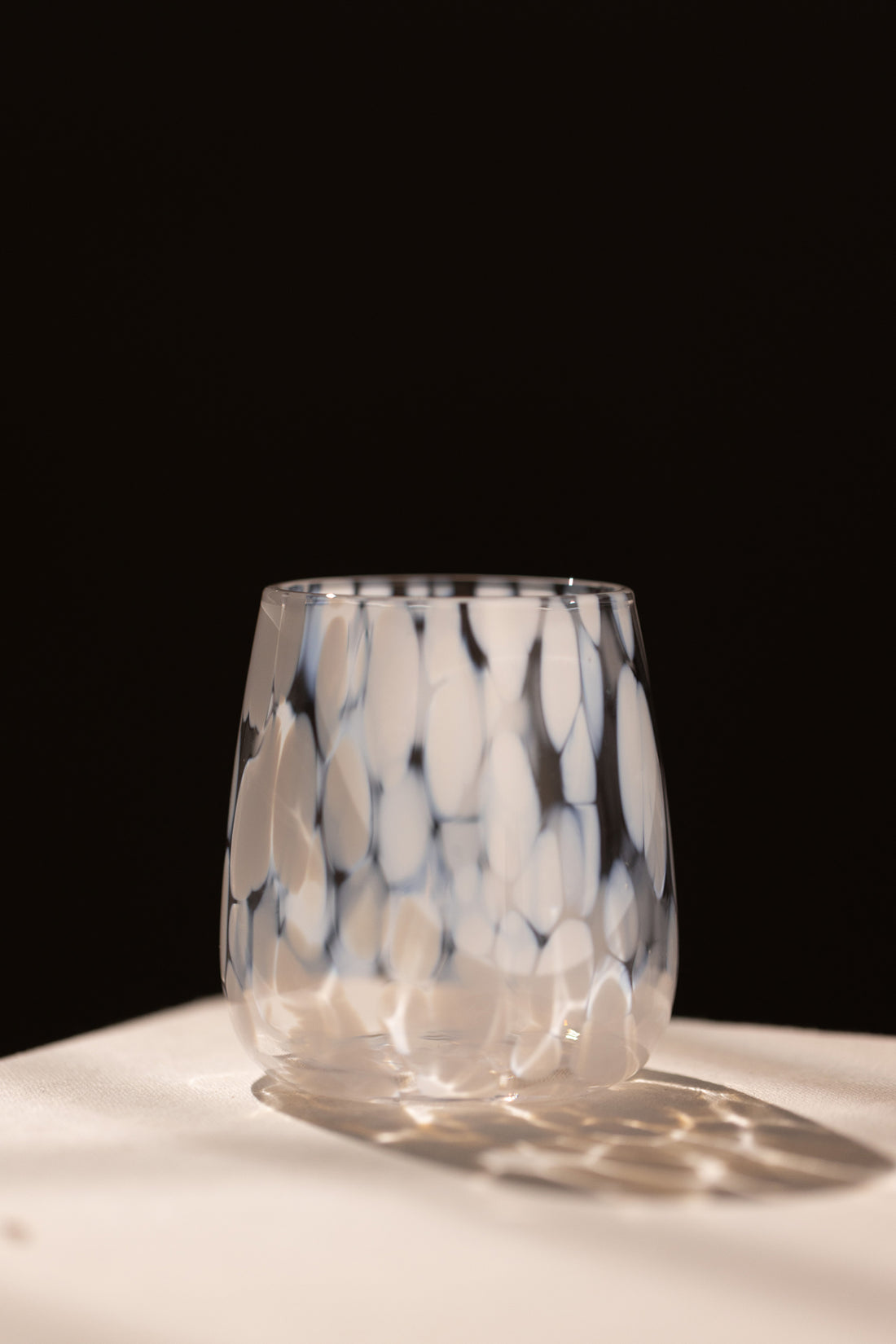 Spotted El Yapımı Kendinden Renkli 2'li Su Bardak Seti Beyaz-Krem 330 cc