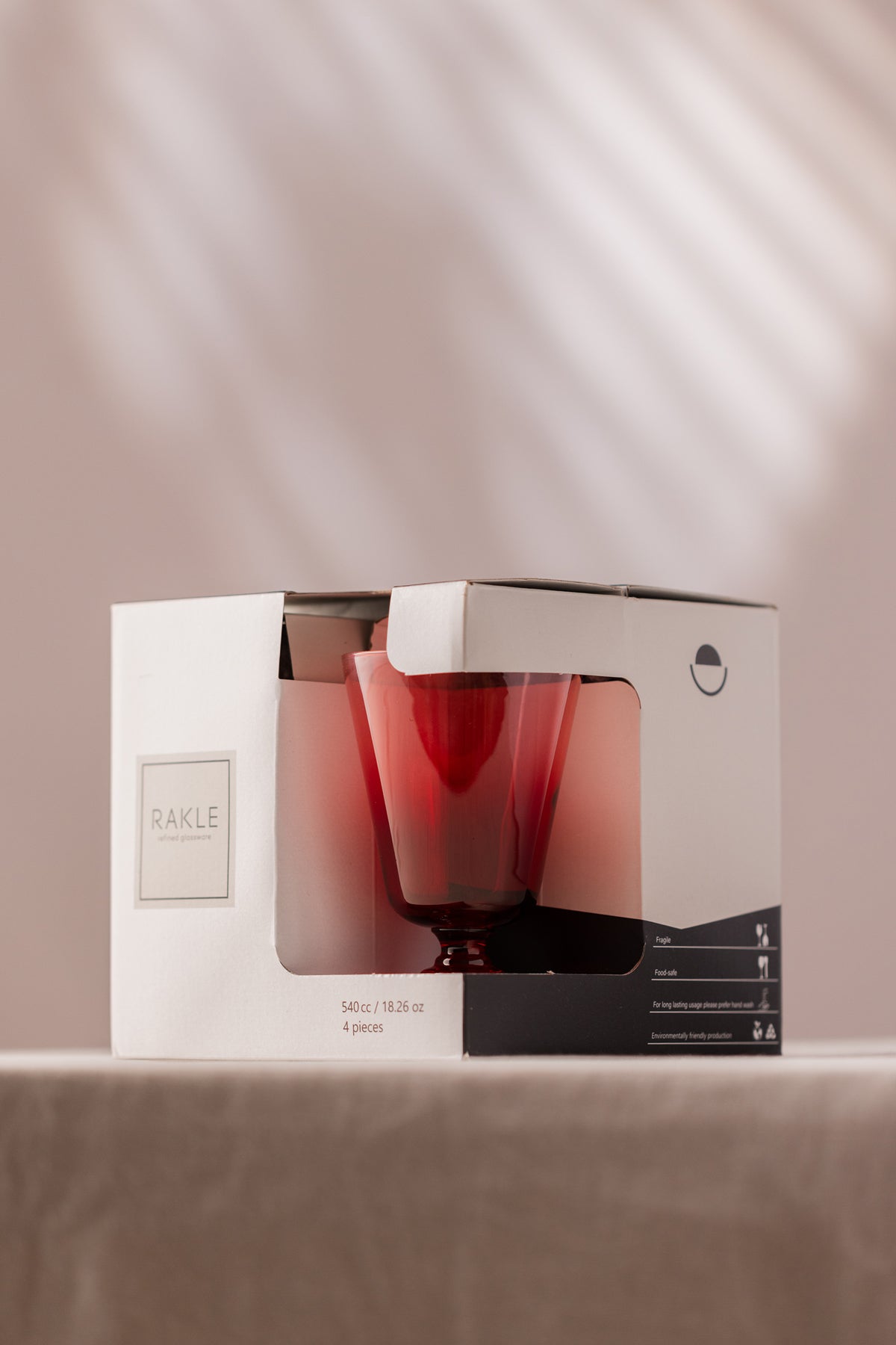 Larc 4'lü Ayaklı Su Bardağı Seti Kırmızı 220 cc