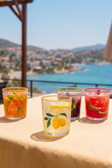 Juicy Meyve Desenli 4'lü Su Bardağı Seti 380 cc