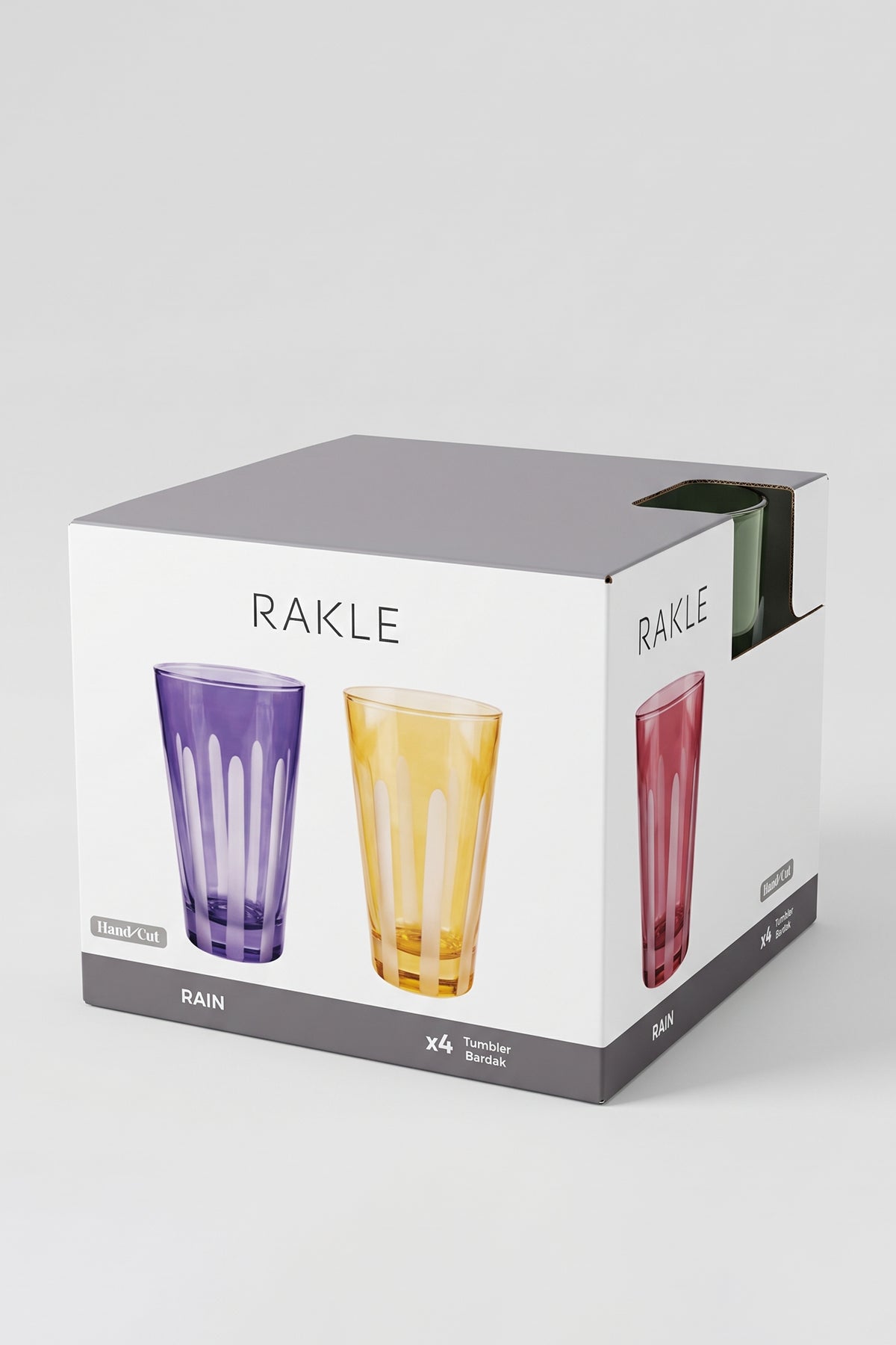 Rain 4'lü El Dekor Kesme Meşrubat Bardağı Seti 395 cc