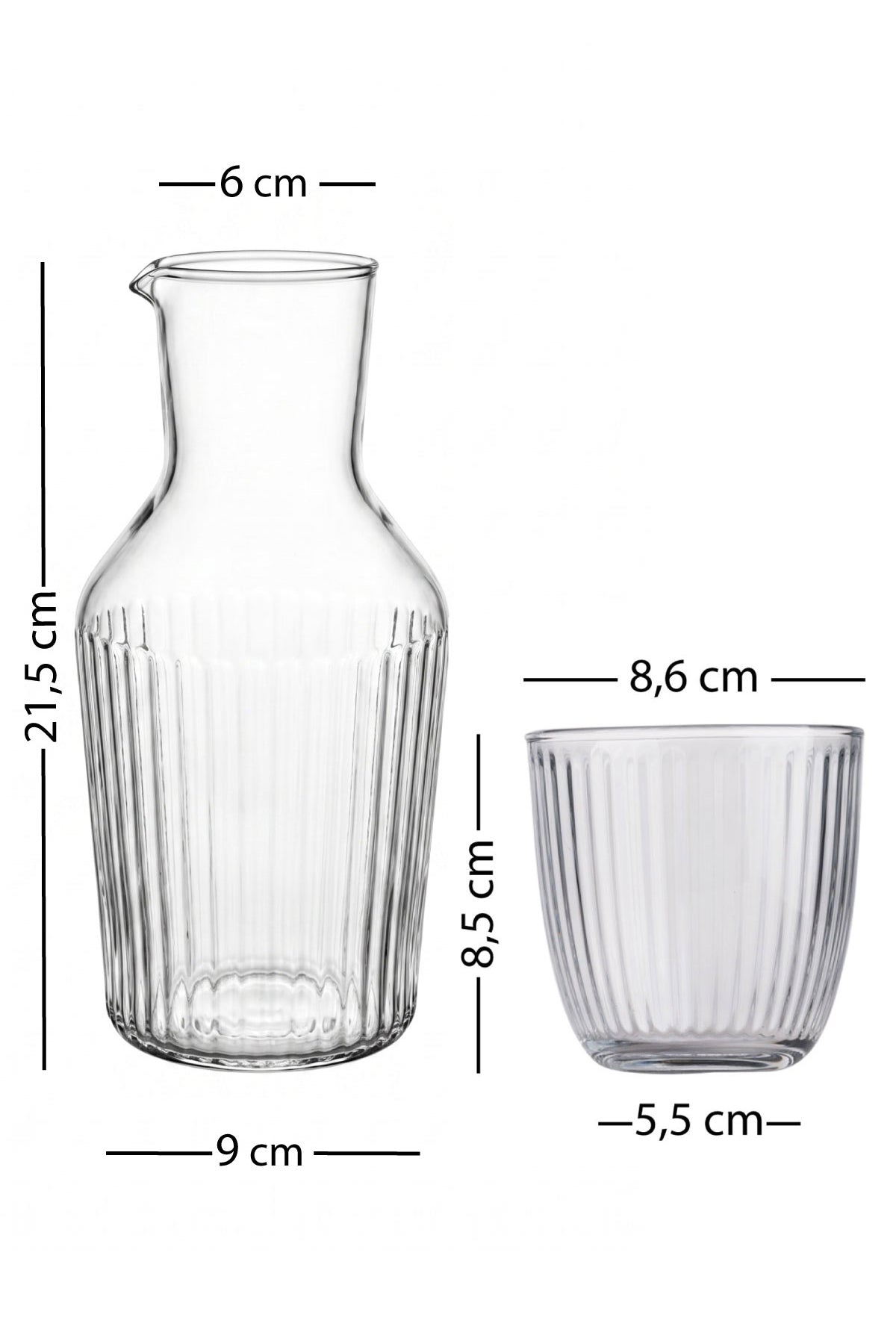 Splendid 5 Parça Su Bardağı ve Karaf Seti Füme 290 cc / 1000 cc