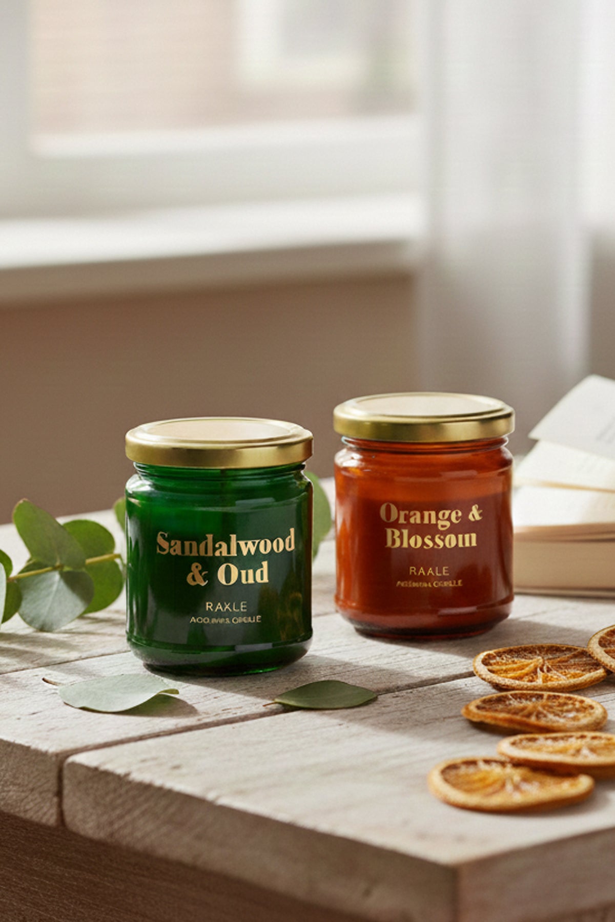 Glam Altın 4'lü Kavanoz Mum Seti Yeşil - Turuncu 110 gr