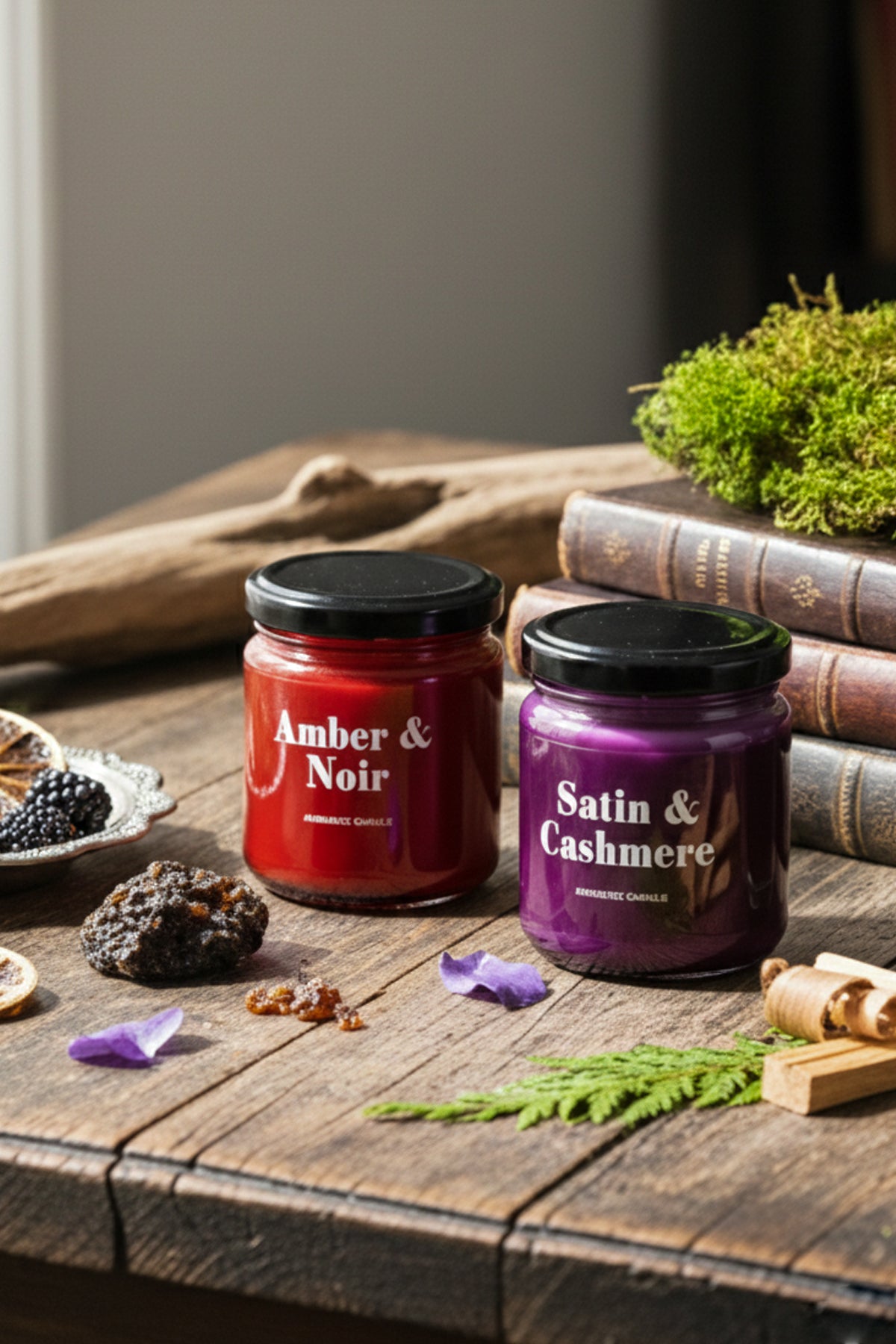 Glam Gümüş 4'lü Kavanoz Mum Seti Mor - Kırmızı 110 gr