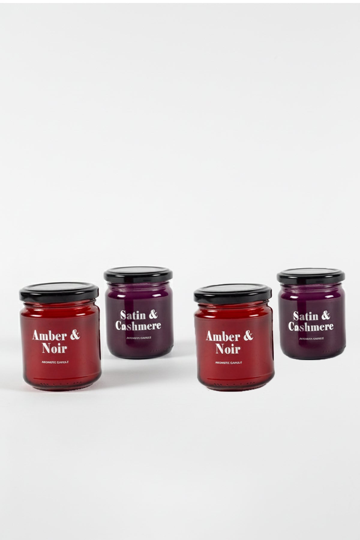 Glam Gümüş 4'lü Kavanoz Mum Seti Mor - Kırmızı 110 gr