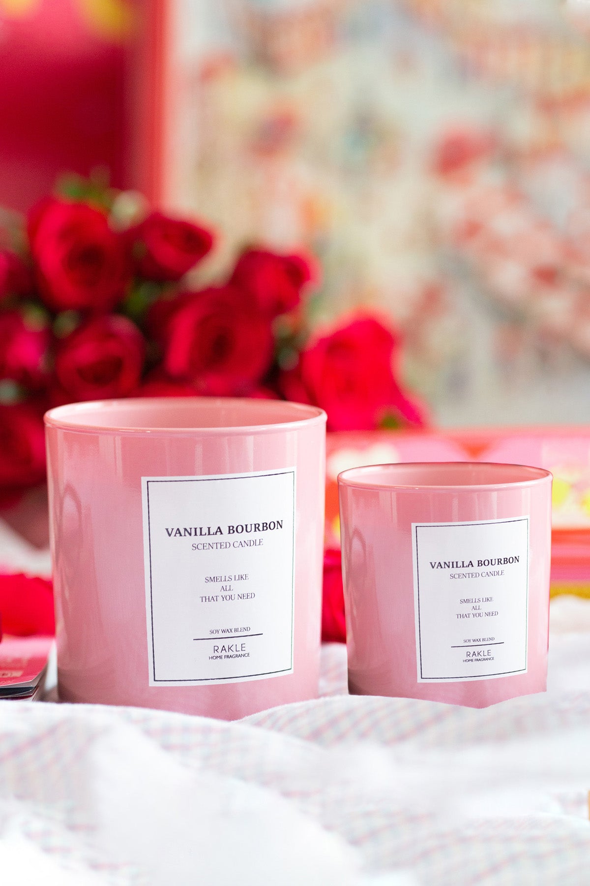Le Jardin Vanilla Bourbon Kokulu 2'li Mum Seti Pembe 120 gr - 200 gr