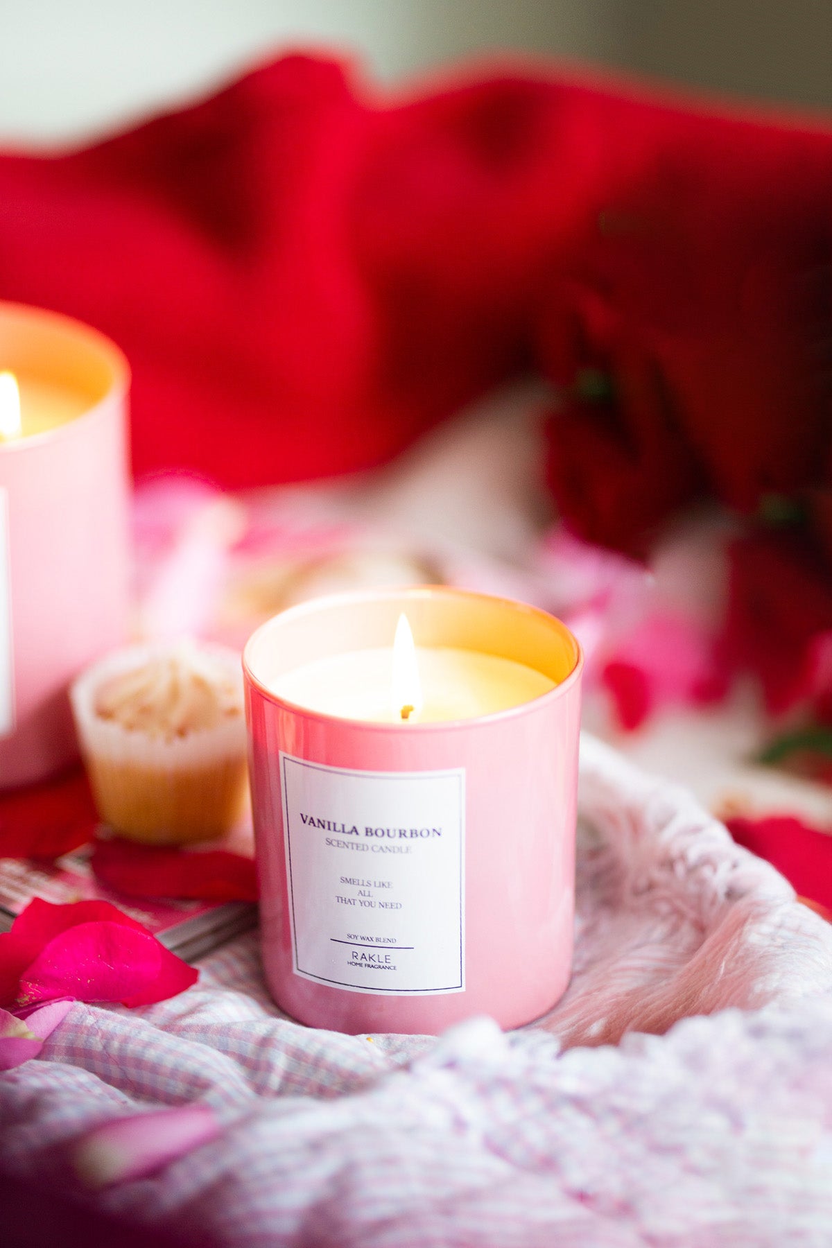 Le Jardin Vanilla Bourbon Kokulu 2'li Mum Seti Pembe 120 gr - 200 gr