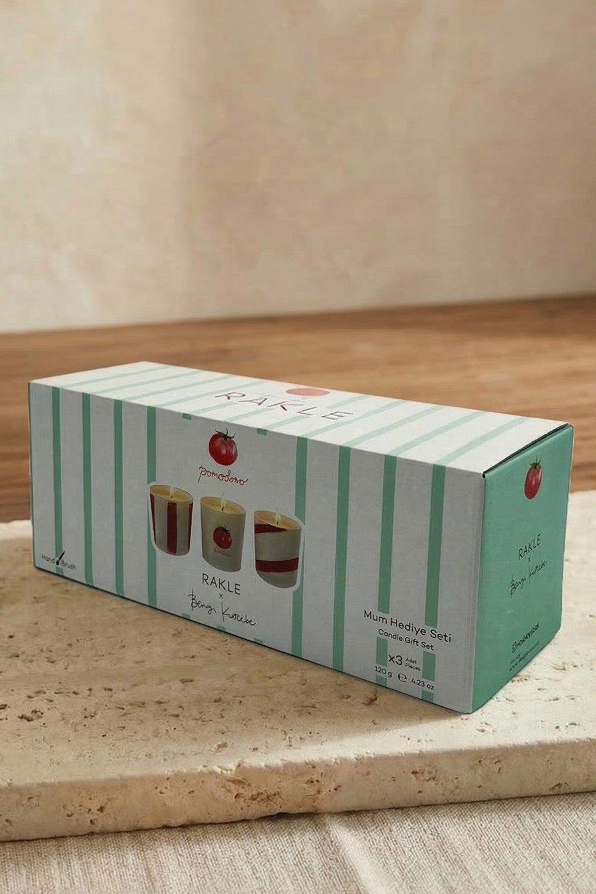 Rakle x Bengi Kurtcebe Pomodoro El Yapımı 3'lü Mum Seti 120 gr