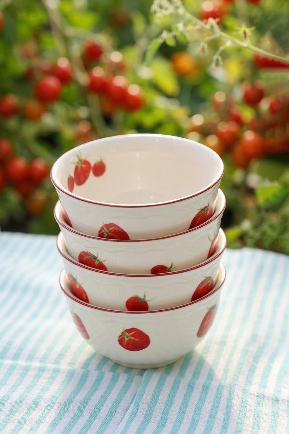 Rakle x Bengi Kurtcebe Pomodoro Stoneware 4'lü Çorba Kasesi Seti 15 cm