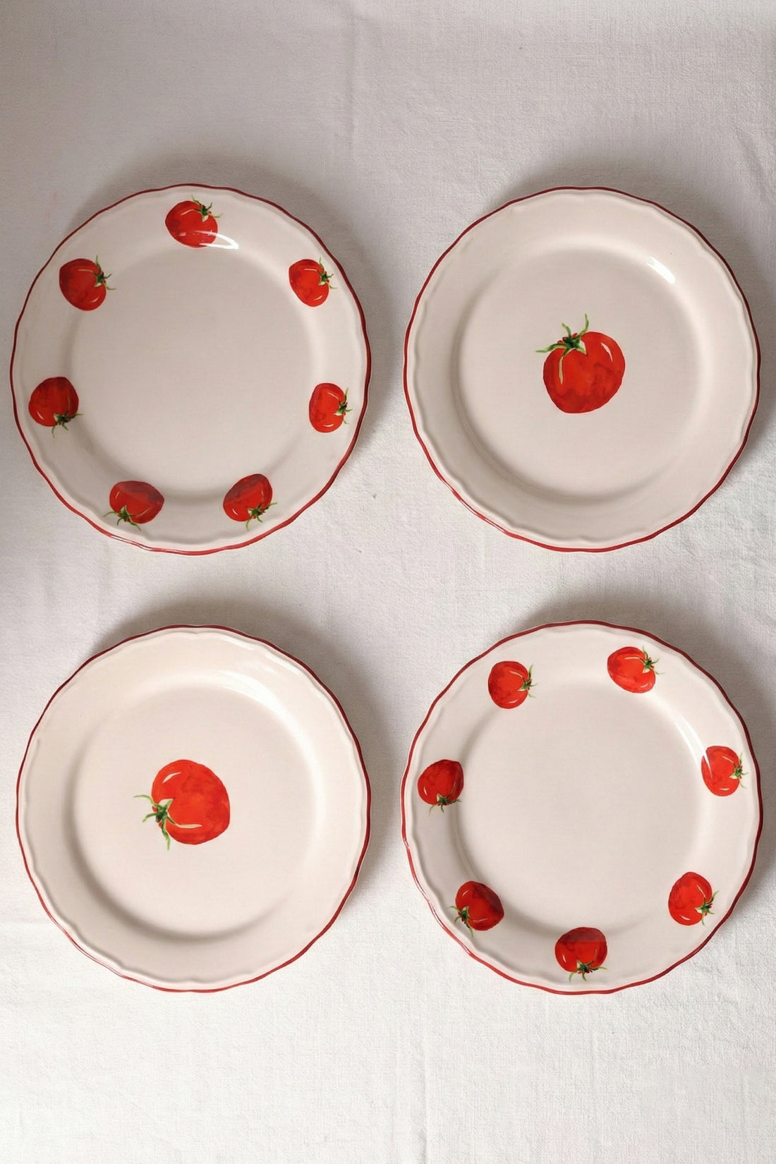 Rakle x Bengi Kurtcebe Pomodoro Stoneware 4'lü Pasta Tabağı Seti 21 cm