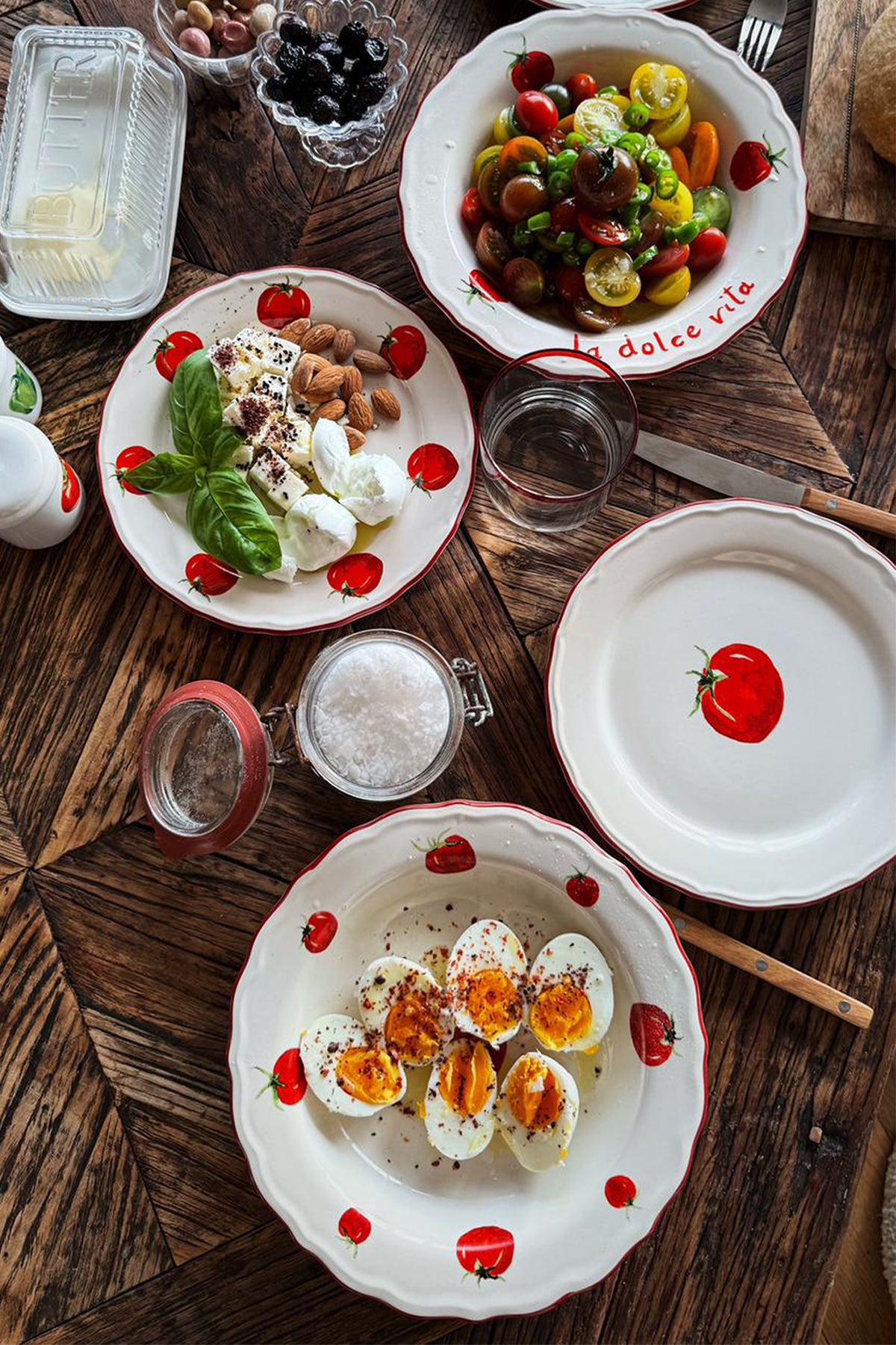 Rakle x Bengi Kurtcebe Pomodoro Stoneware 4'lü Pasta Tabağı Seti 21 cm