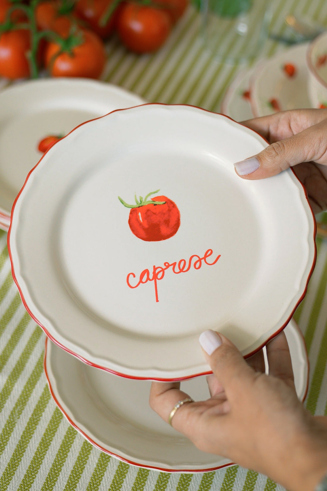 Rakle x Bengi Kurtcebe Pomodoro Stoneware 4'lü Meze Tabağı Seti 21 cm