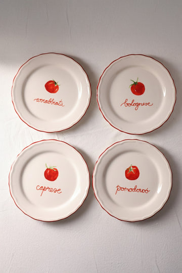 Rakle x Bengi Kurtcebe Pomodoro Stoneware 4'lü Meze Tabağı Seti 21 cm