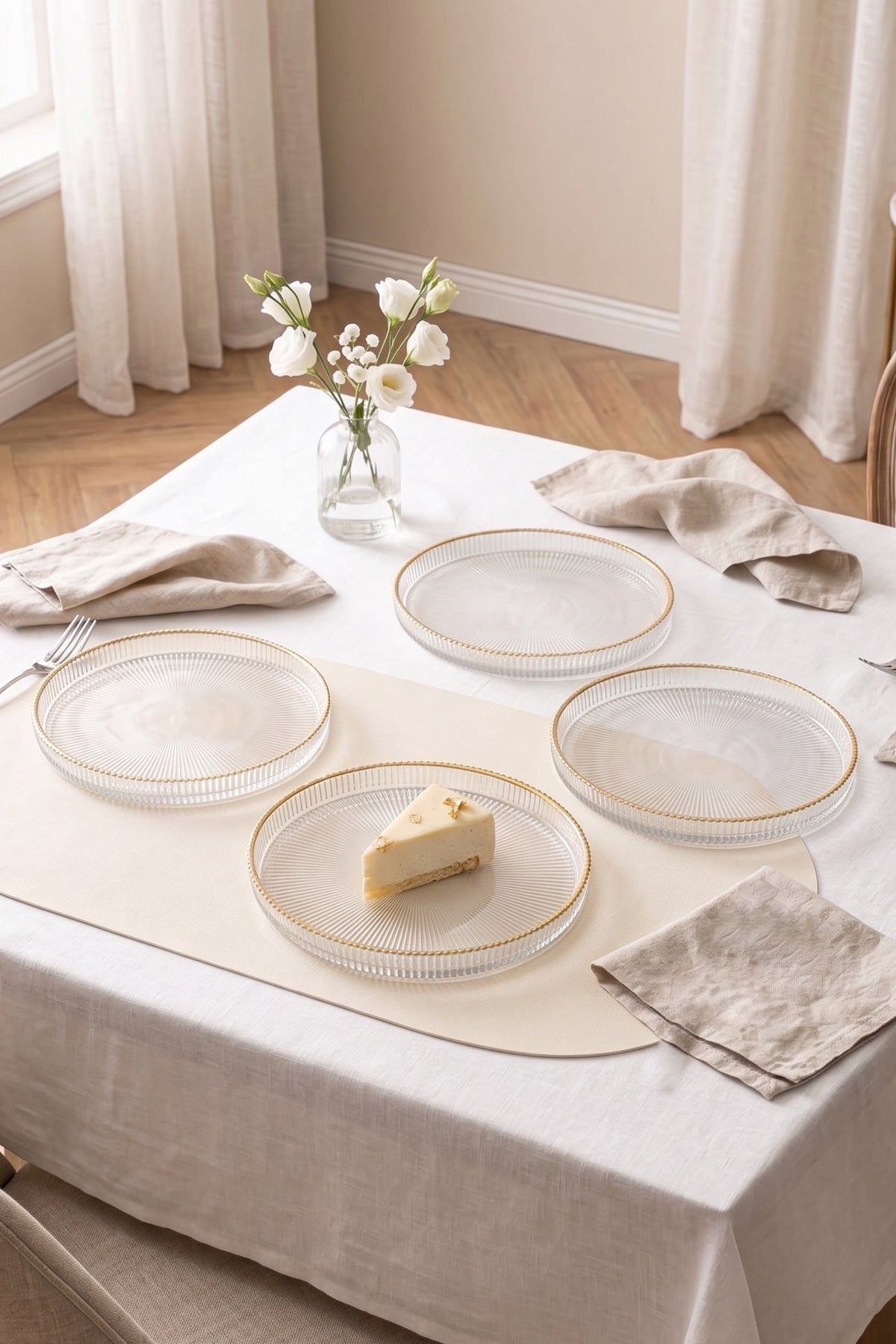 Splendid Gold Cam 4'lü Pasta Tabağı Seti 21 cm