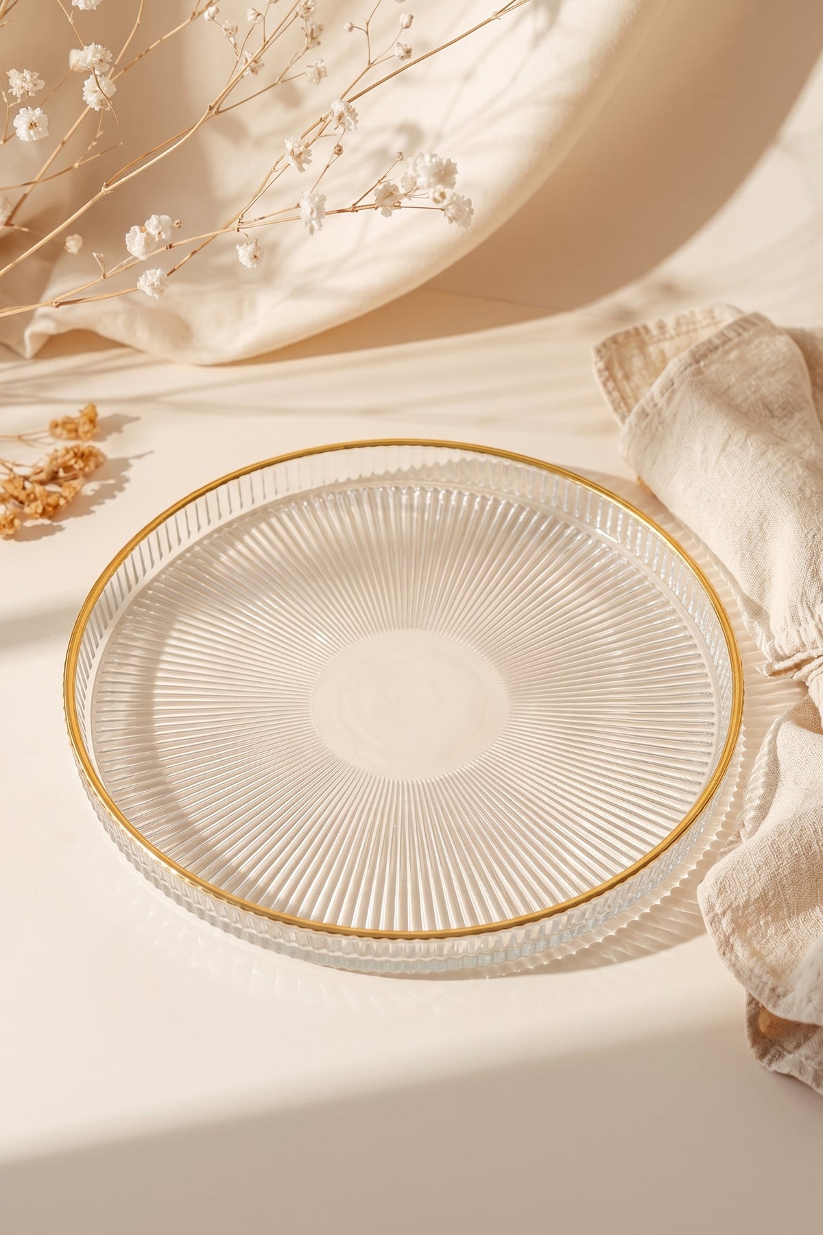 Splendid Gold Cam 4'lü Pasta Tabağı Seti 21 cm