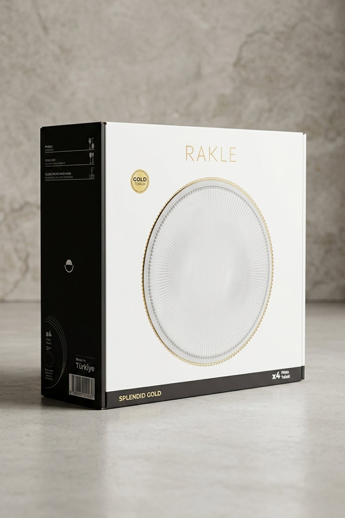Splendid Gold Cam 4'lü Pasta Tabağı Seti 21 cm