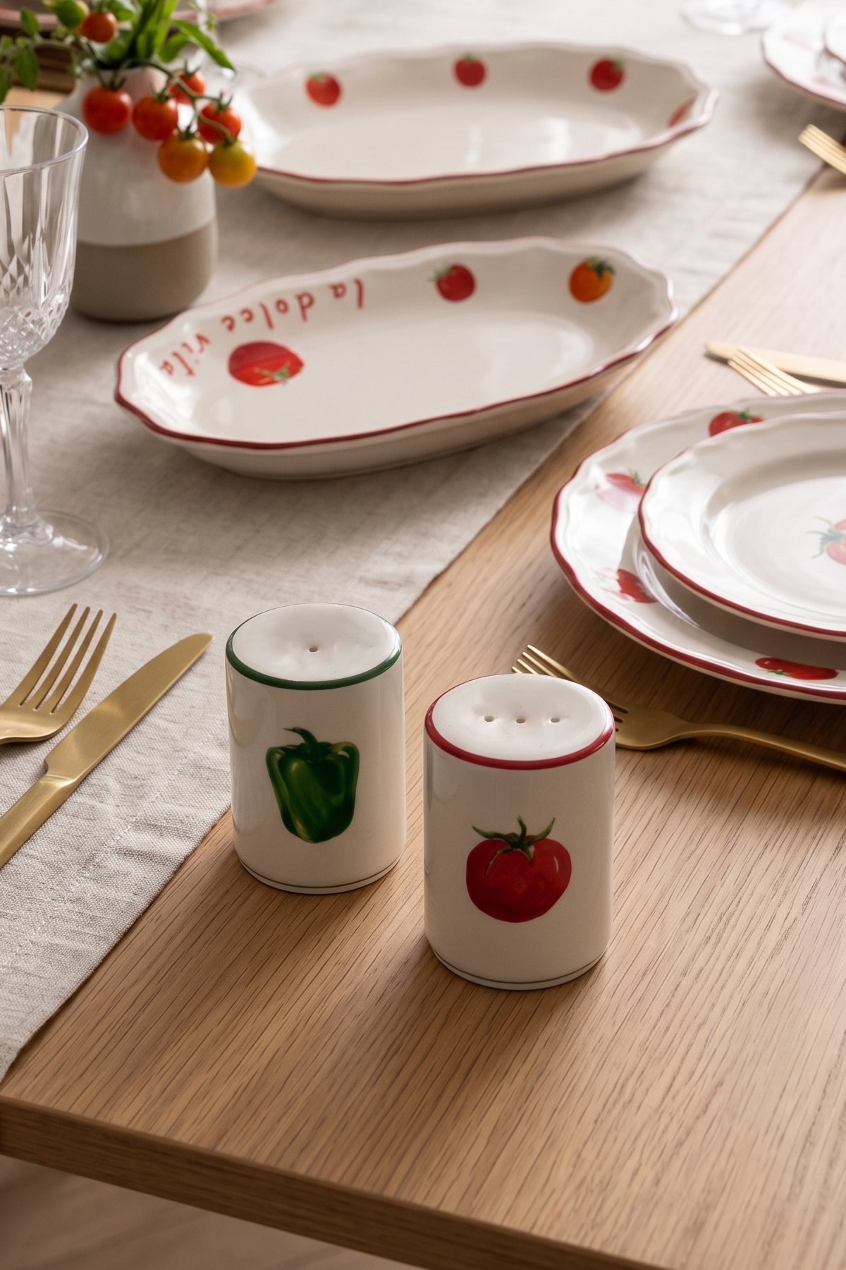 Rakle x Bengi Kurtcebe Pomodoro Stoneware 2'li Tuzluk-Biberlik Seti 6 cm