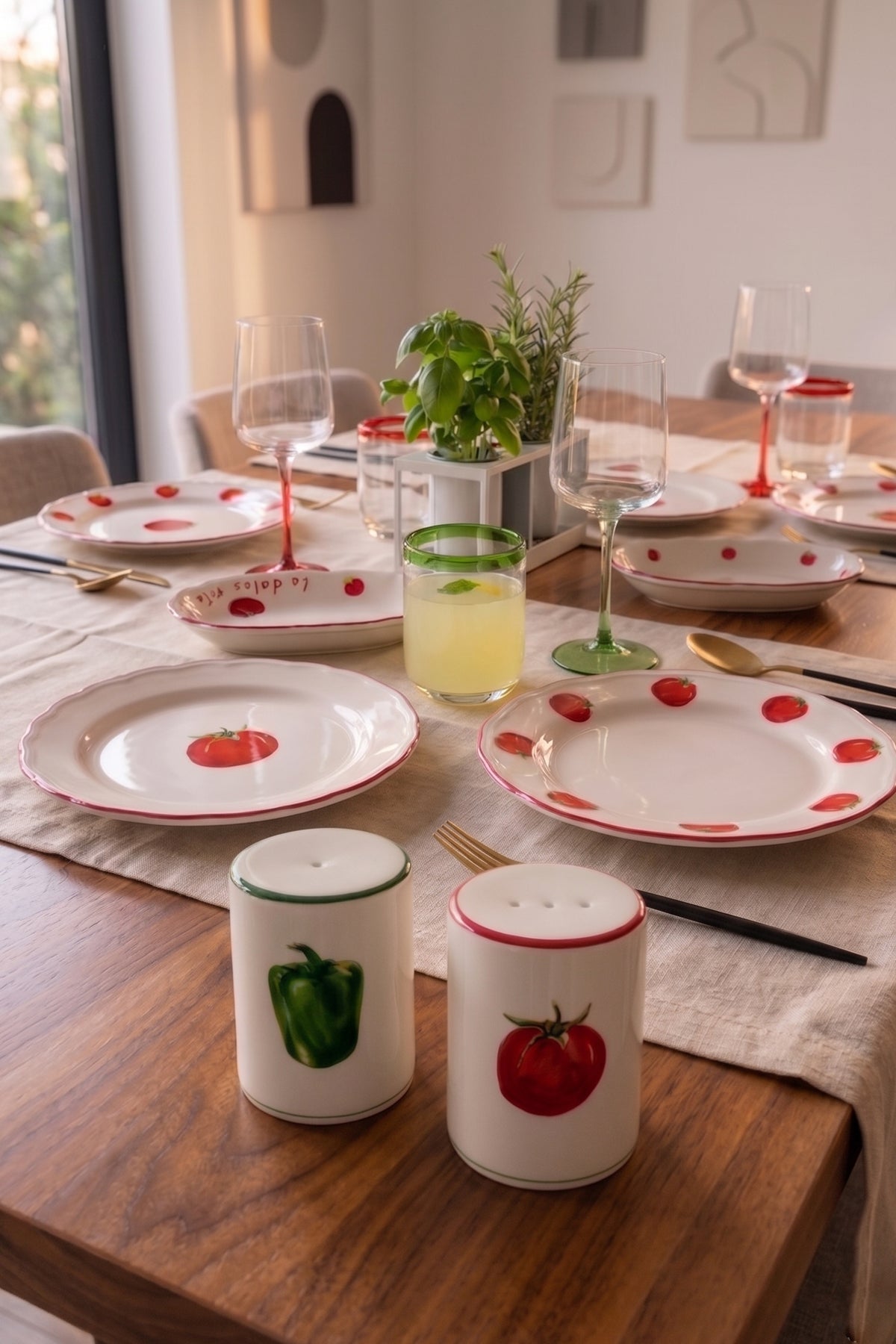 Rakle x Bengi Kurtcebe Pomodoro Stoneware 2'li Tuzluk-Biberlik Seti 6 cm