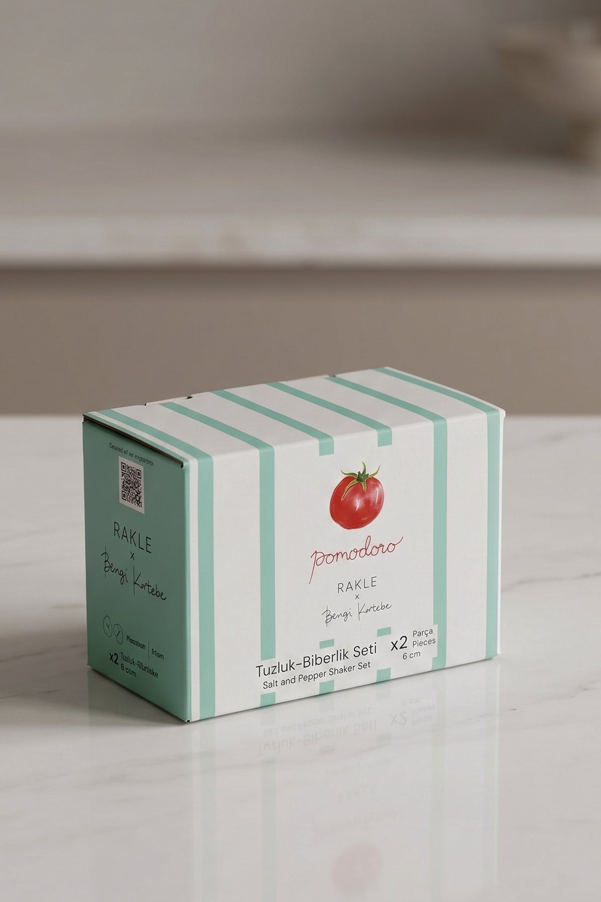 Rakle x Bengi Kurtcebe Pomodoro Stoneware 2'li Tuzluk-Biberlik Seti 6 cm
