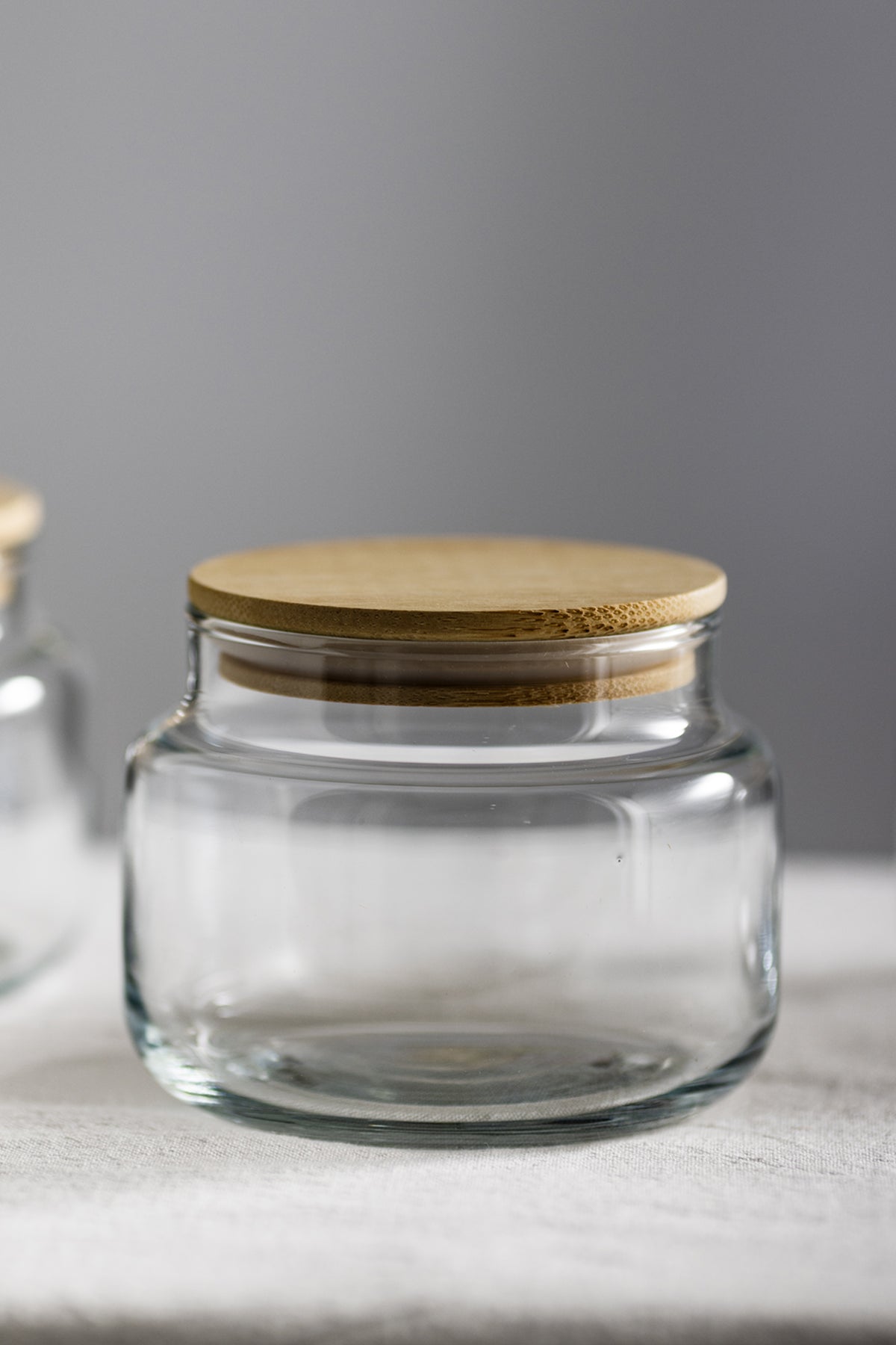 Basic Bambu Kapaklı 12'li Cam Kavanoz Seti 350 cc