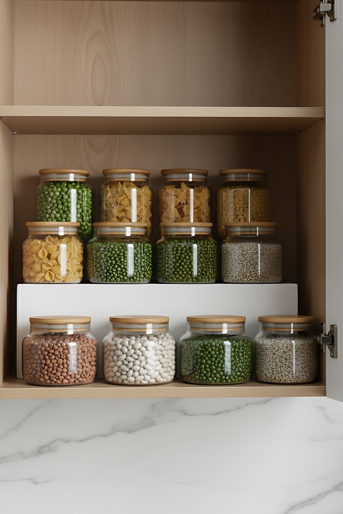 Basic Bambu Kapaklı 12'li Cam Kavanoz Seti 350 cc