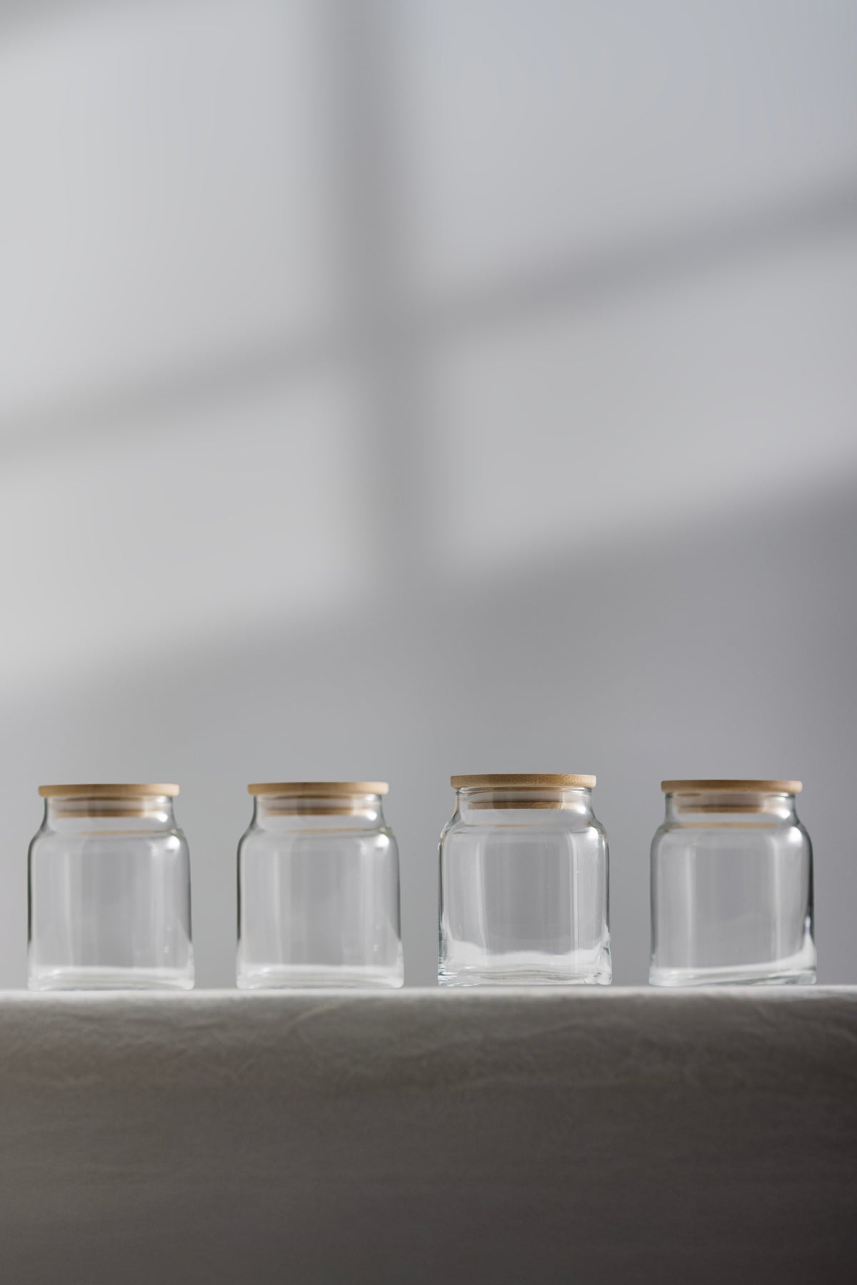 Pure Bambu Kapaklı 4'lü Cam Kavanoz Seti 290 cc