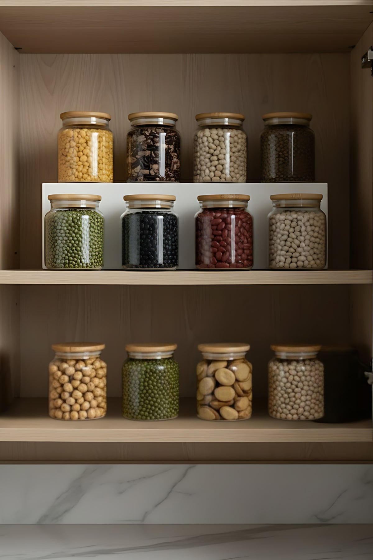 Pure Bambu Kapaklı 12'li Cam Kavanoz Seti 290 cc