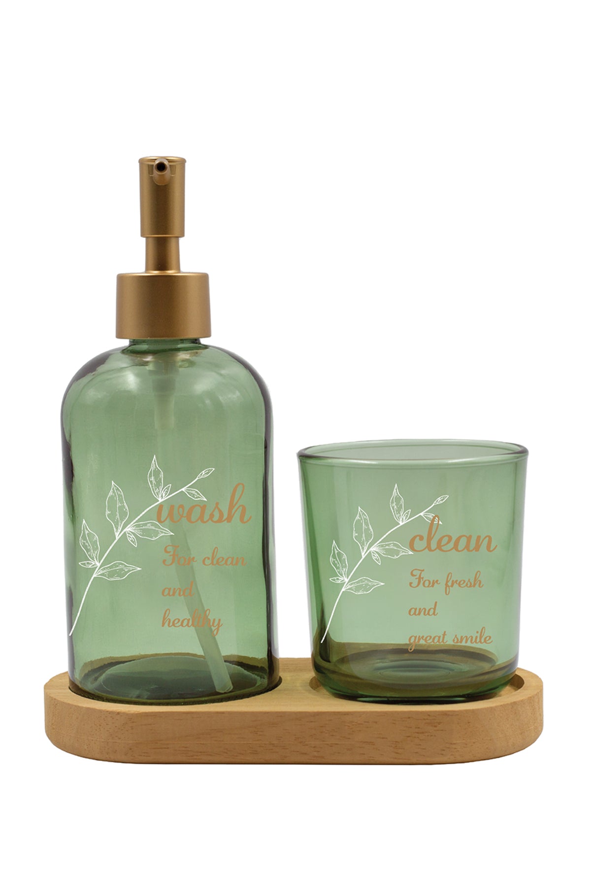 Viola Ahşap Standlı Banyo Seti Yeşil 420 cc