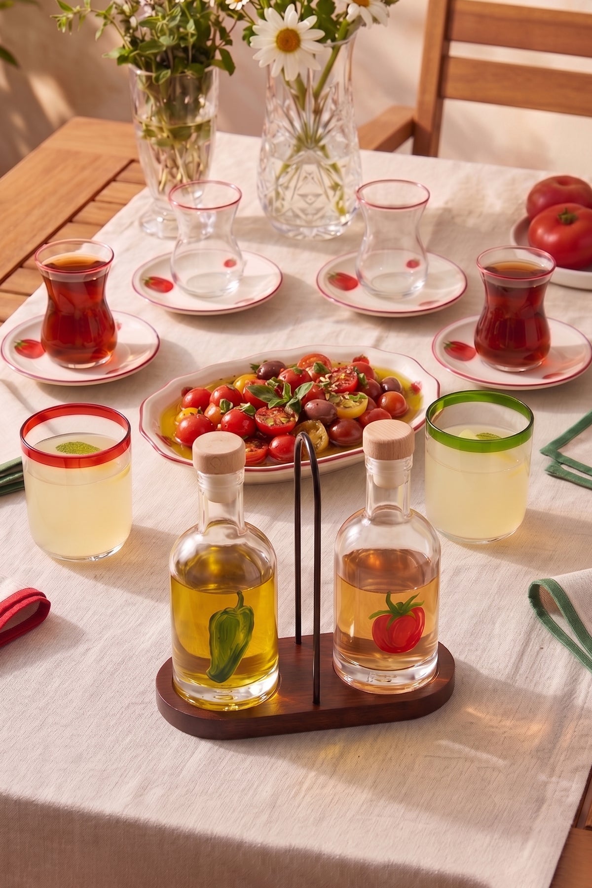 Rakle x Bengi Kurtcebe Pomodoro Bambu Stantlı 2'li Yağlık-Sirkelik Seti 200 cc