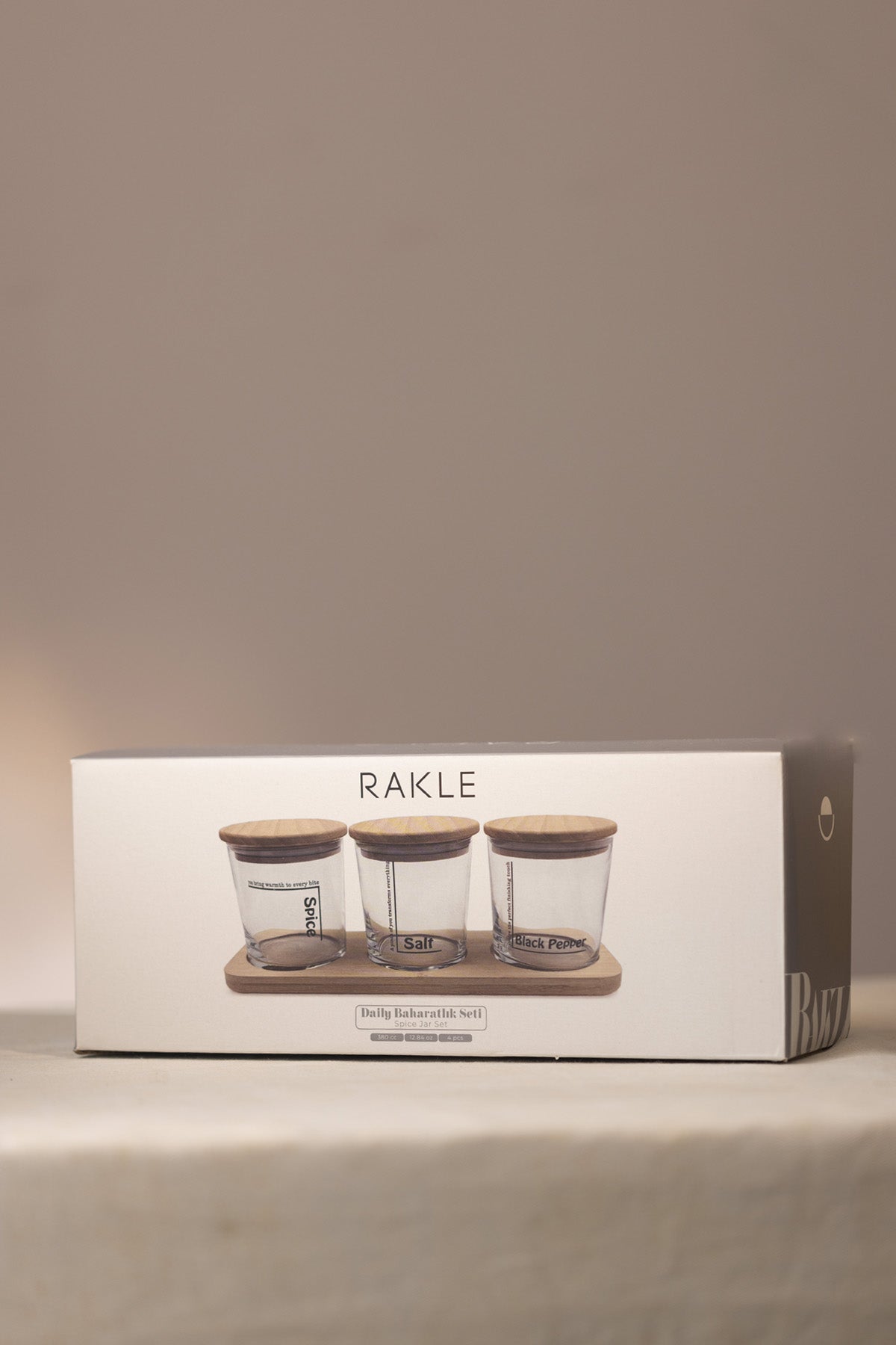 Daily Bambu Kapak ve Stantlı 3'lü Baharatlık Seti 380 cc