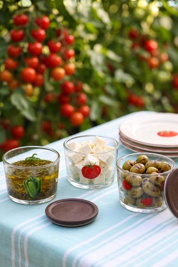 Rakle x Bengi Kurtcebe Pomodoro Bambu Kapaklı 3'lü İstiflenebilir Kahvaltılık Seti 220 cc