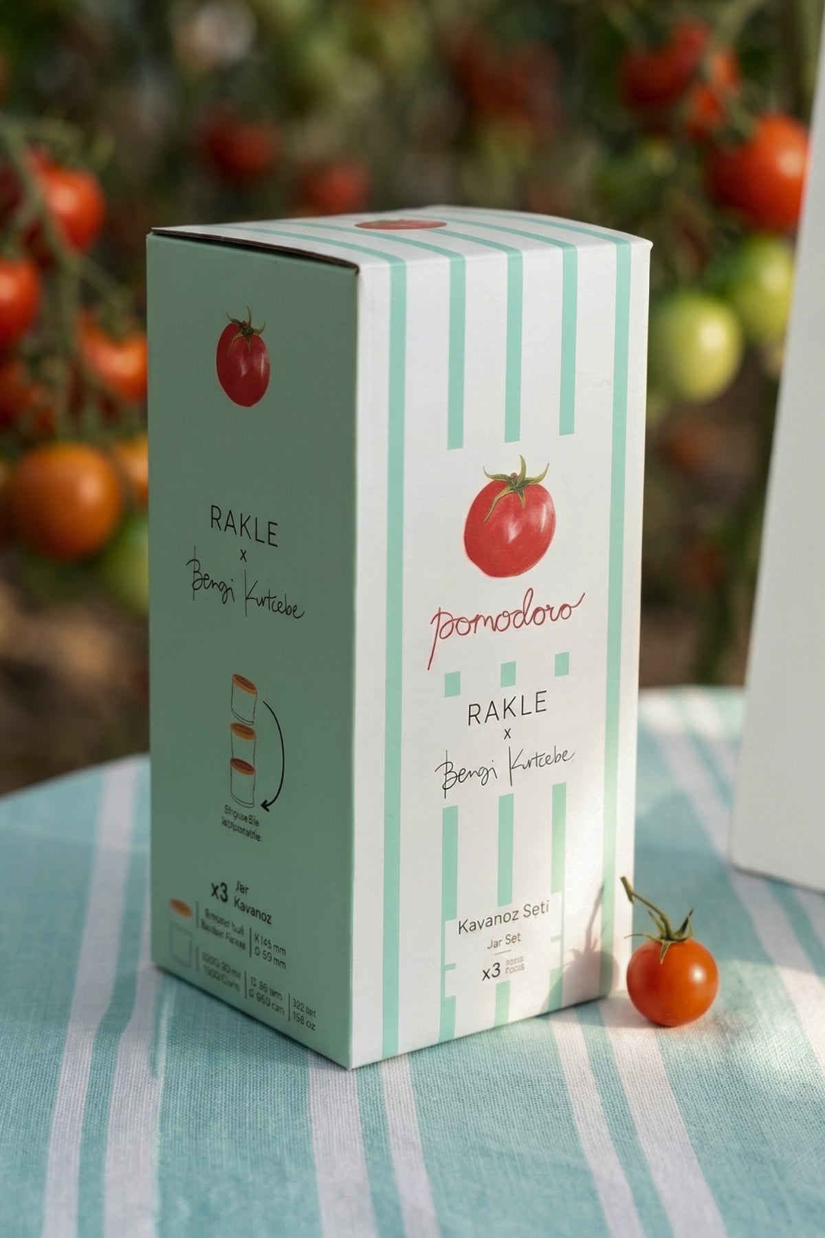 Rakle x Bengi Kurtcebe Pomodoro Bambu Kapaklı 3'lü İstiflenebilir Kahvaltılık Seti 220 cc