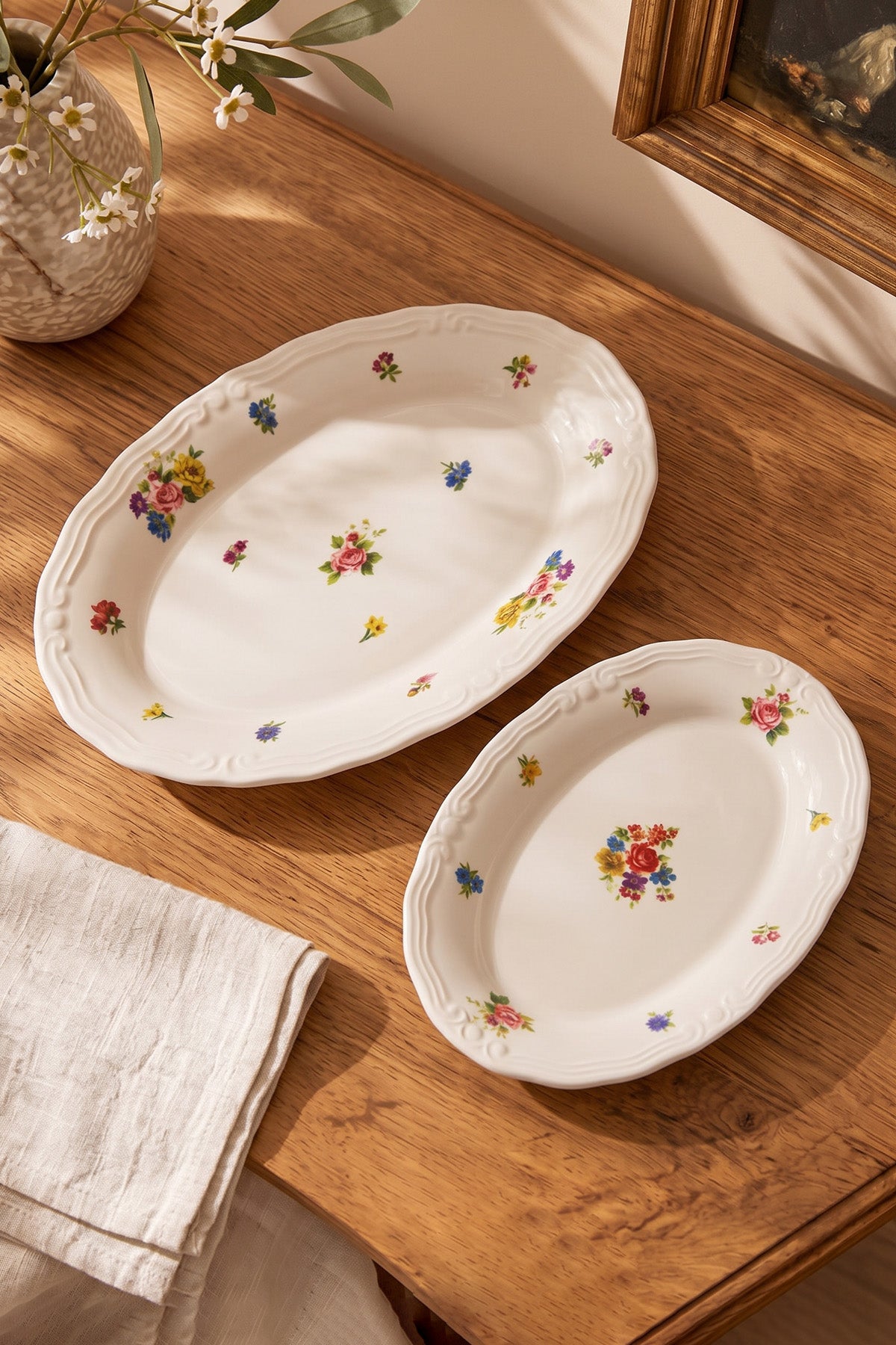 Rakle x Bengi Kurtcebe Anneanne Sofraları Porselen 2'li Kayık Sunum Tabağı Seti 26-32 cm