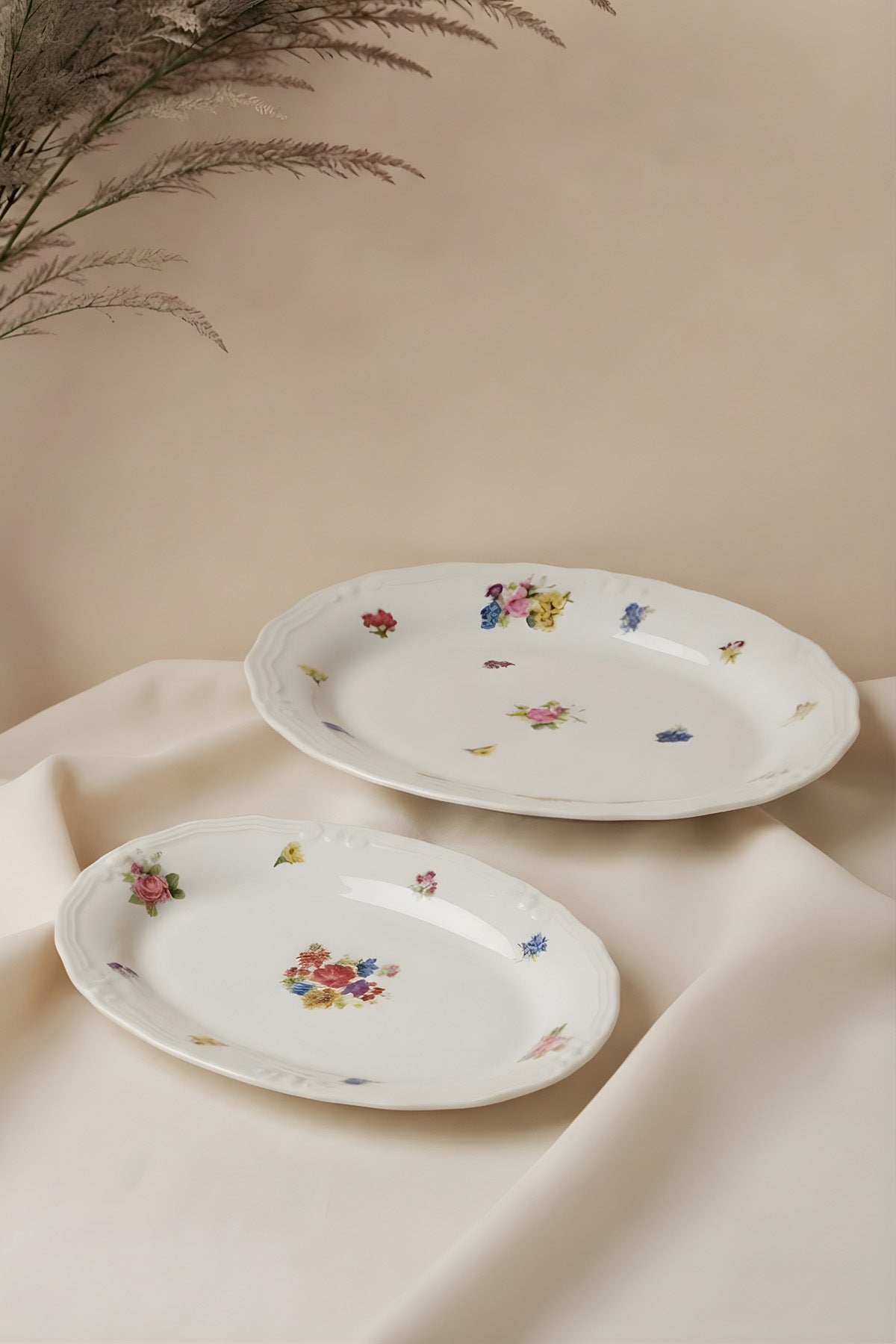Rakle x Bengi Kurtcebe Anneanne Sofraları Porselen 2'li Kayık Sunum Tabağı Seti 26-32 cm