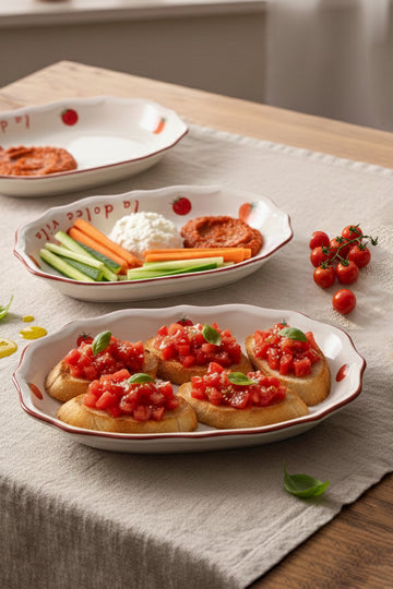 Pomodoro Stoneware 2'li Kayık Sunum Tabağı Seti 25 cm