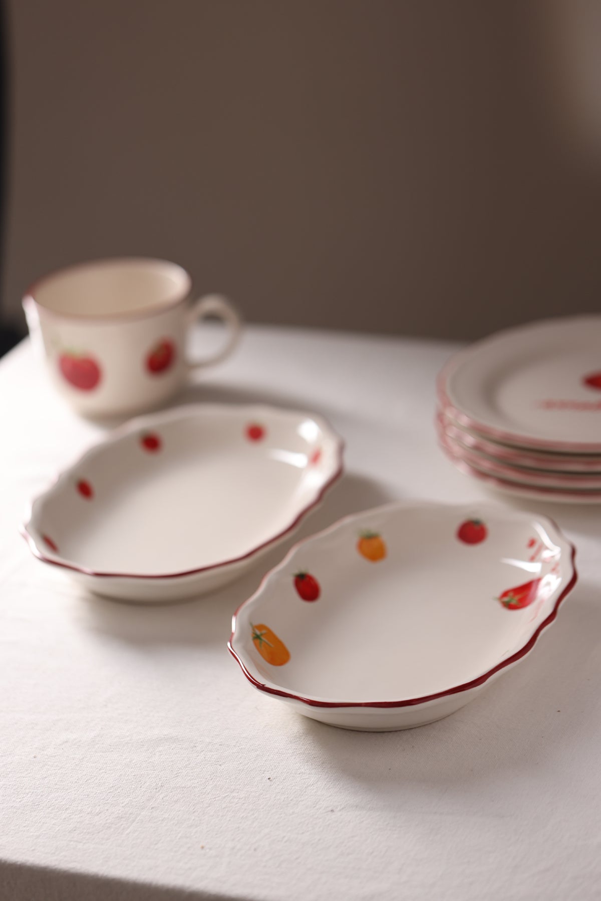 Rakle x Bengi Kurtcebe Pomodoro Stoneware 2'li Kayık Sunum Tabağı Seti 25 cm