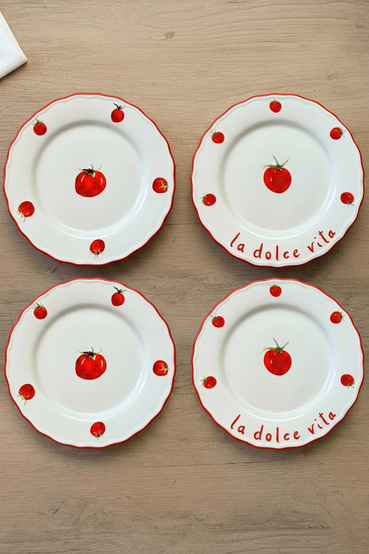 Rakle x Bengi Kurtcebe Pomodoro Stoneware 4'lü Servis Tabağı Seti 28 cm