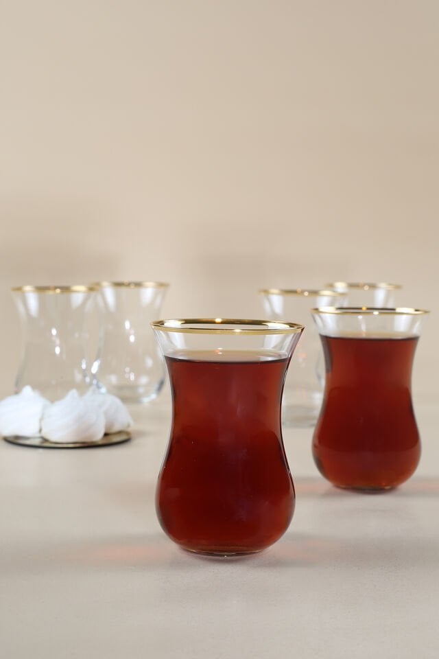 Pure Altın Yaldızlı İthal İnce 6'lı Çay Bardağı Seti 120 cc